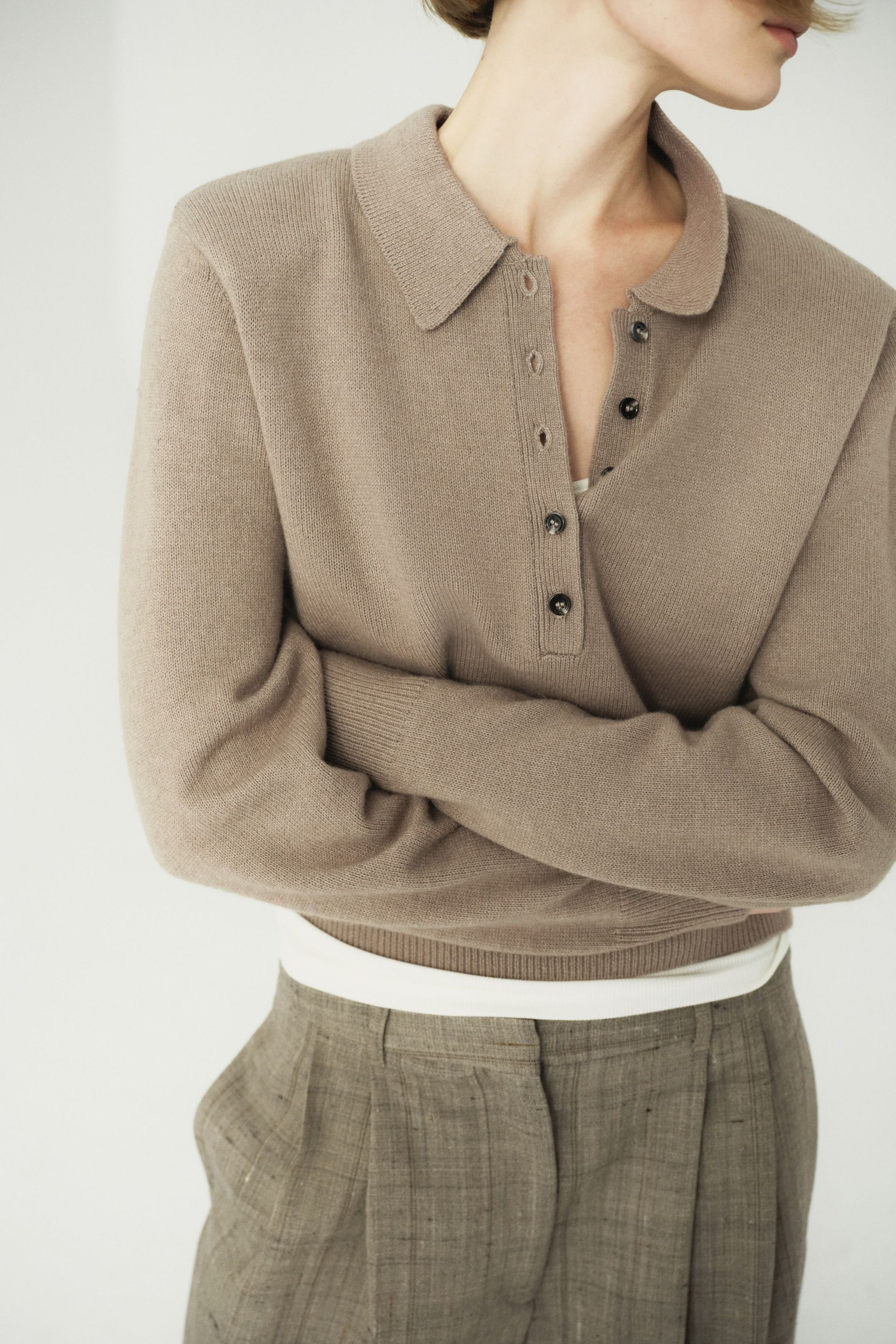 h&m, Shoulder-Pad Polo Sweater