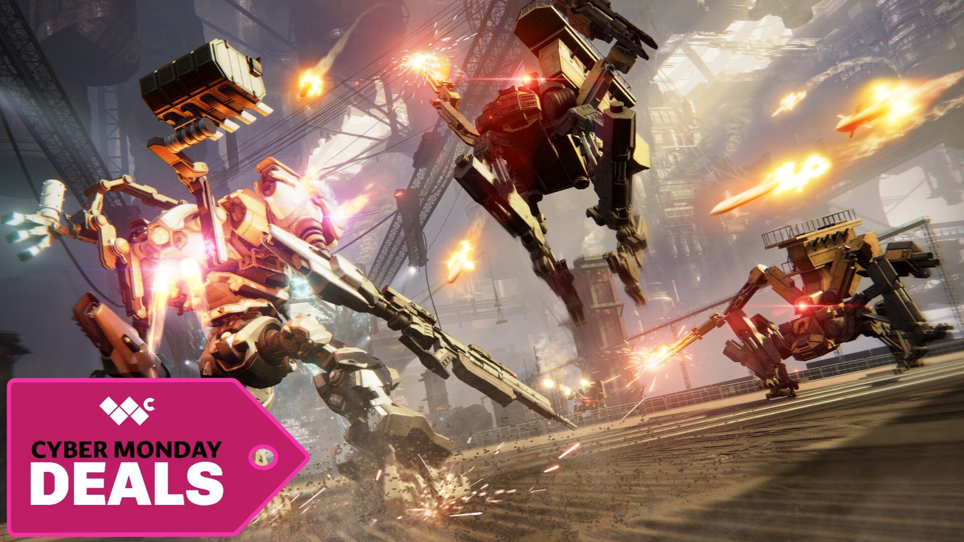 An official screenshot of Armored Core 6, currently on sale for Cyber Monday.