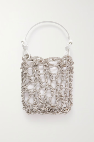 Best Woven Bags | STAUD Tini Leather-Trimmed Crystal-Embellished Cord and Satin Mini Bag