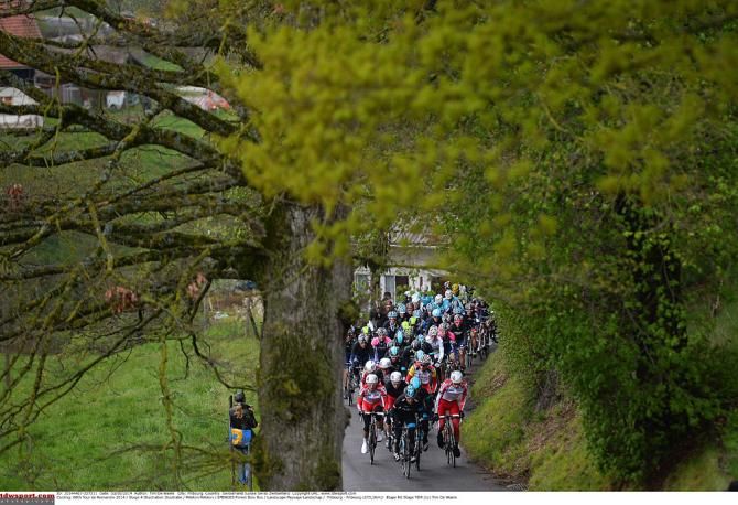 The peloton at the Tour of Romandie