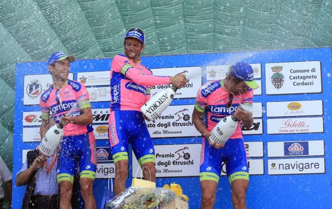 Scarponi joined by Ulissi and Pozzato on the podium
