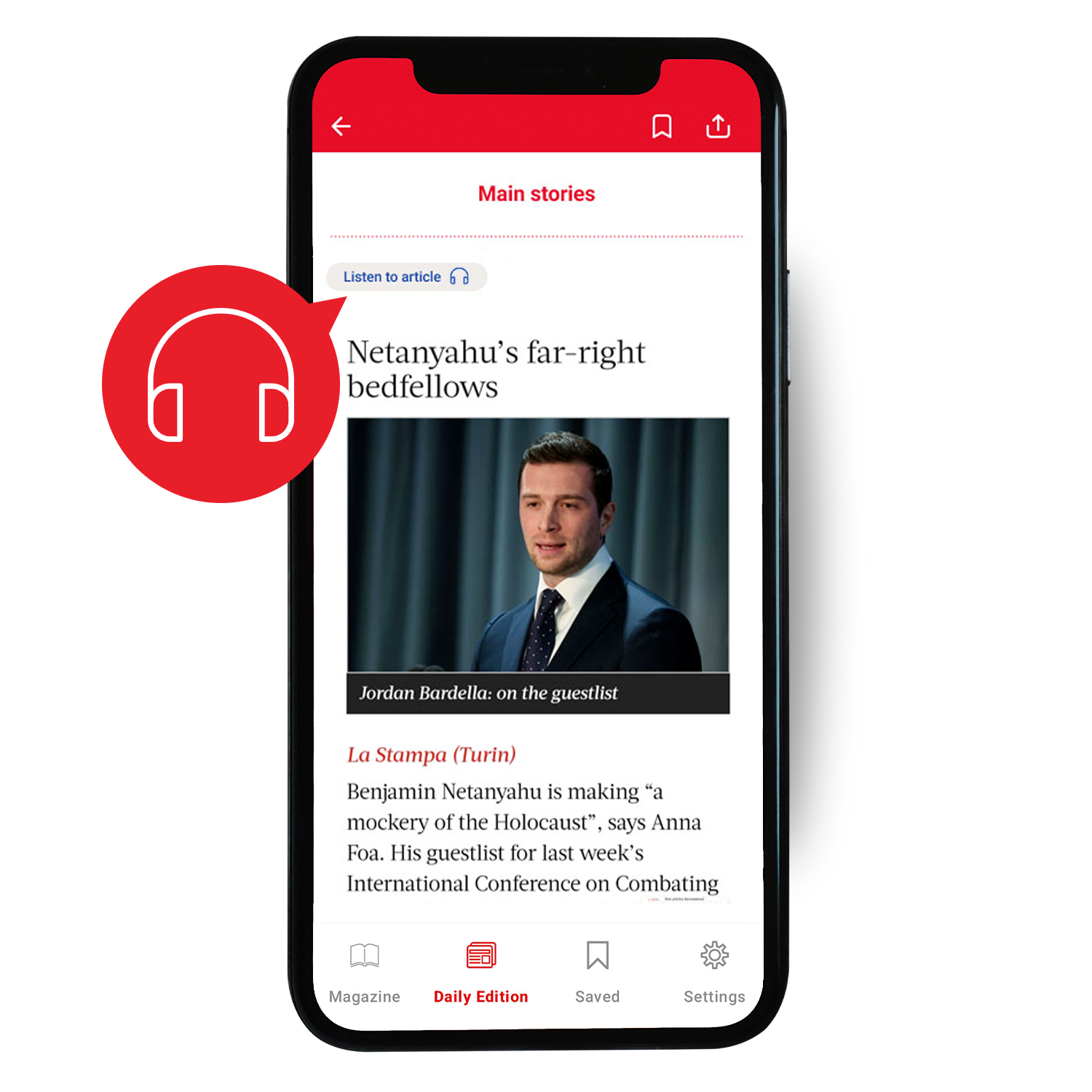 The Week app audio feature