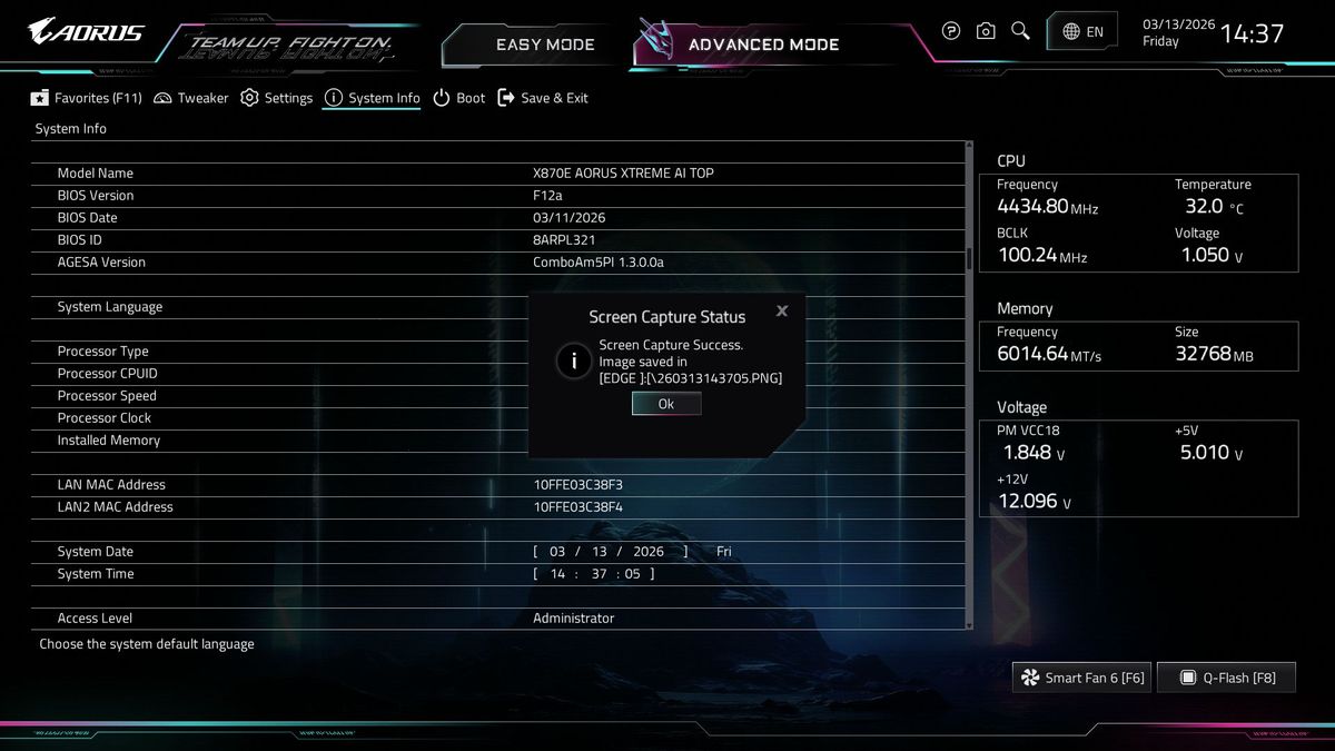Gigabyte X870E Aorus Xtreme AI Top - BIOS