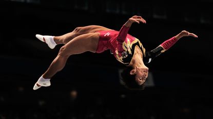 Oksana Chusovitina of Germany competes on the Beam aparatus in the Women's qualification during day two of the Artistic Gymnastics World Championships Tokyo 2011 at Tokyo Metropolitan Gymnasium on October 8, 2011 in Tokyo, Japan.