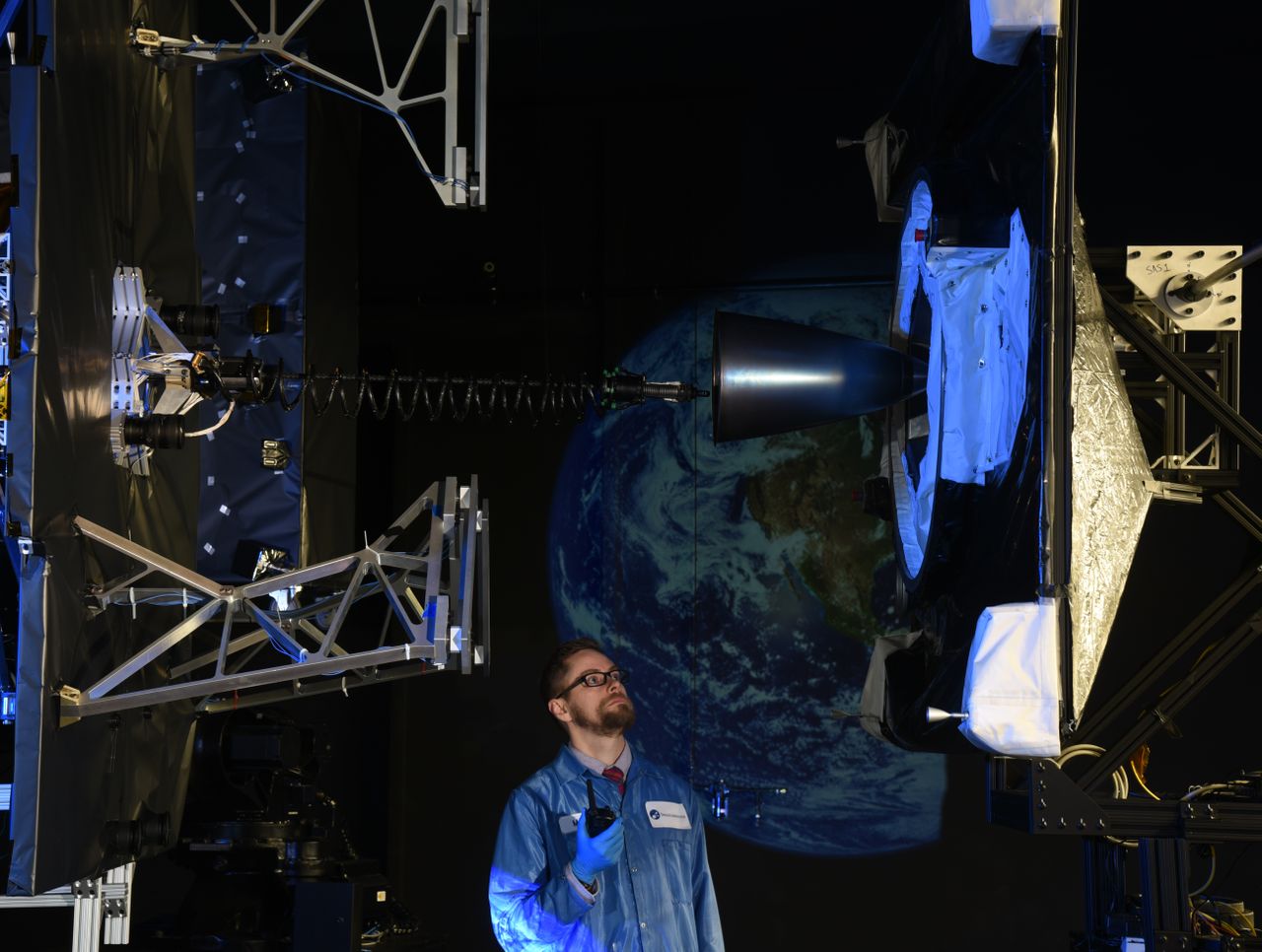 This view shows a close up of the MEV-1 spacecraft's docking apparatus during rendezvous operations.