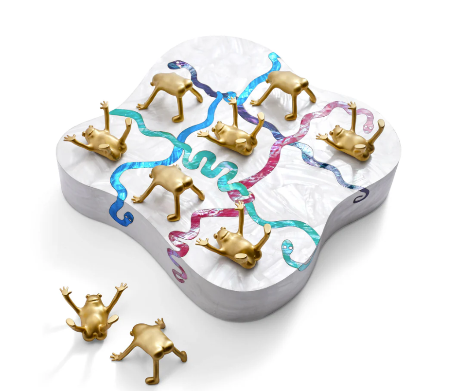 tic tac toe: board game by haas brothers and l&#039;objet featuring golden frogs