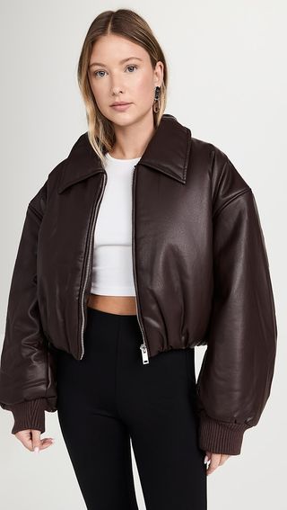 Pixie Market Leather Bomber Jacket