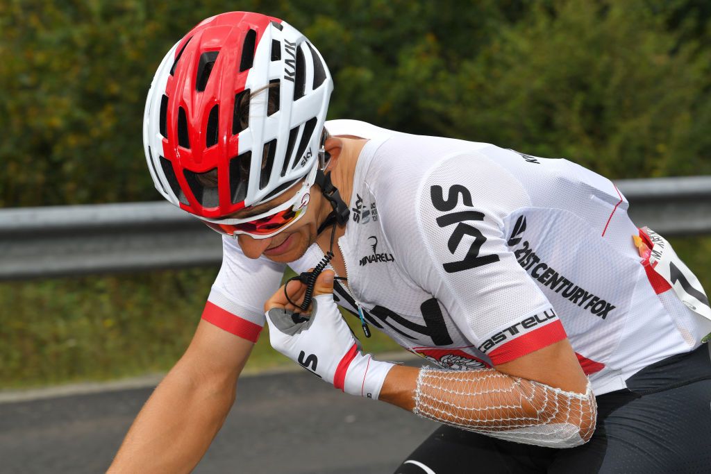 Michal Kwiatkowski (Team Sky) radios back