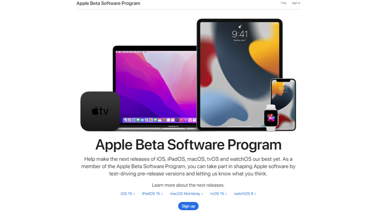 Apple Beta page