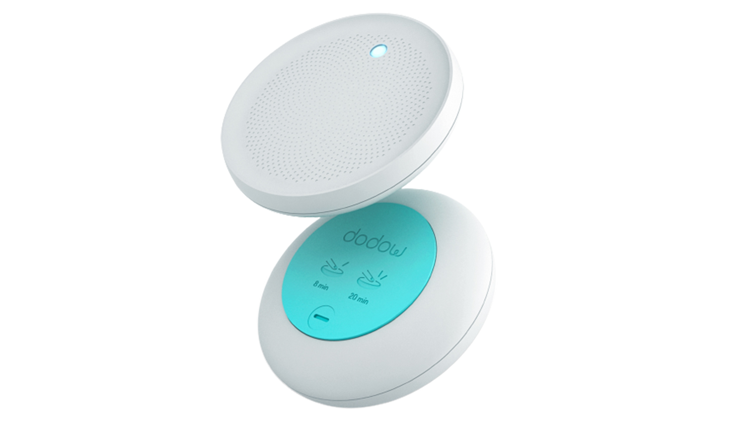The Dodow sleep device shown from the front and back