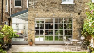 single storey victorian house extension with timber crittal style windows