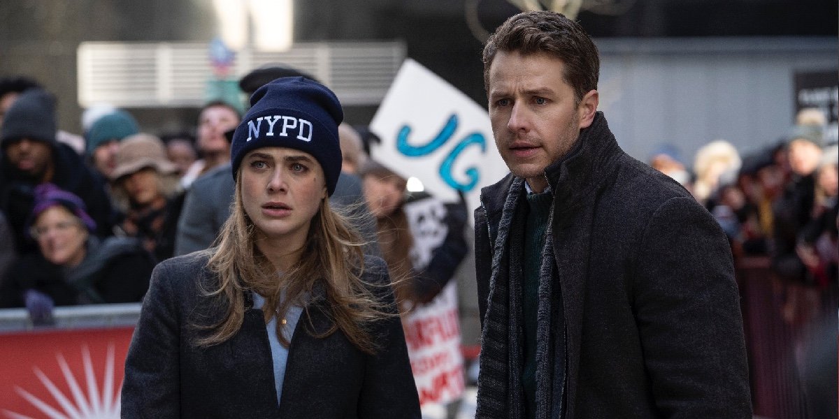 Melissa Roxburgh as Michaela Stone and Josh Dallas as Ben Stone in Manifest.