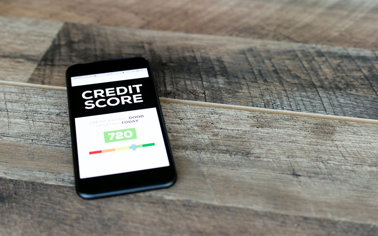 photo of phone showing credit report