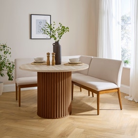 Cassie Compact Corner Dining Bench, Natural Fabric