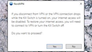 NordVPN Windows app kill switch warning