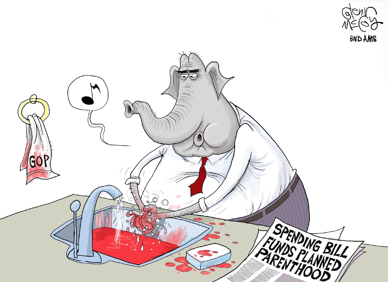 Political Cartoon U.S. GOP Spending Bill Planned Parenthood funding