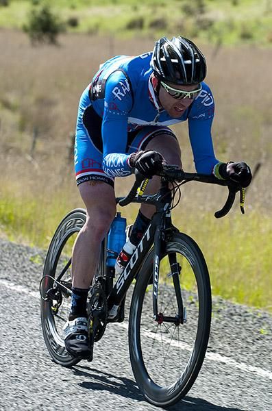Tasmanian Ben Mather (Lawson Homes) made a daring solo break on the approach to Bothwell.