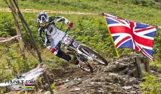 A racer in the British Downhill Series