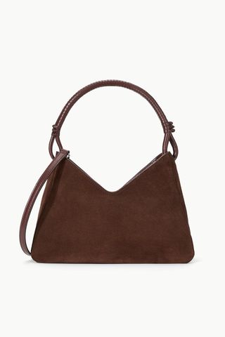 Staud, Valerie Shoulder Bag in Brown Mahogany Suede