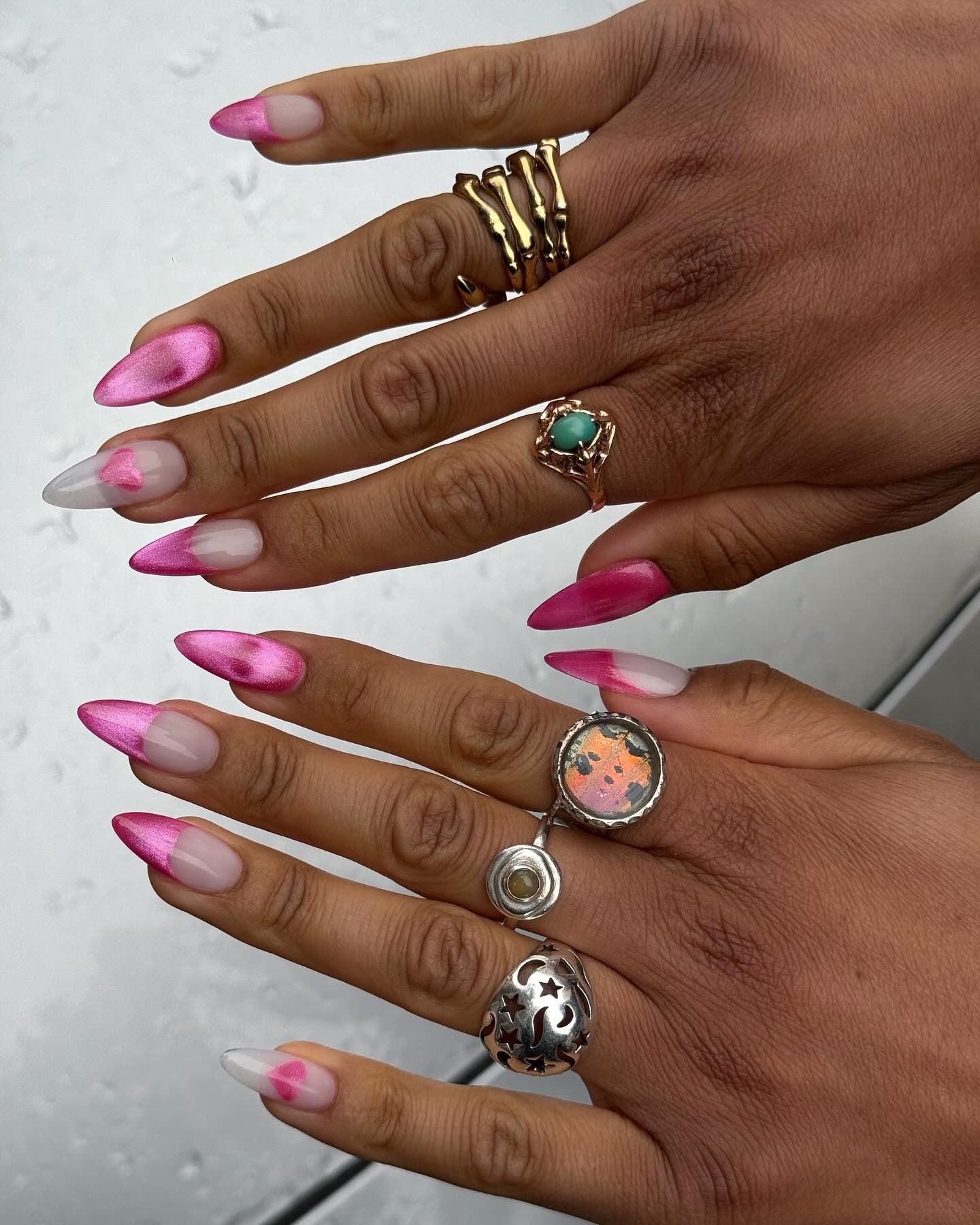 Velvet pink French manicure.