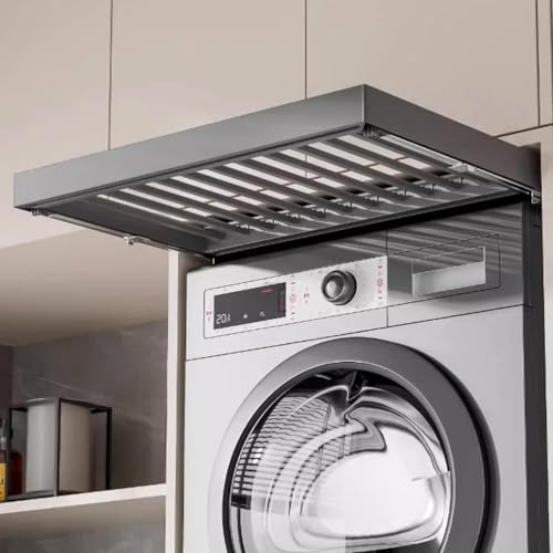 Above Washing Machine Drying Rack Aluminium Alloy Hidden Pull Out Trousers Rack Drawer, Extendable Pants Rack Space Saving Organizer for Wardrobe, Length Adjustable(size:560-610)