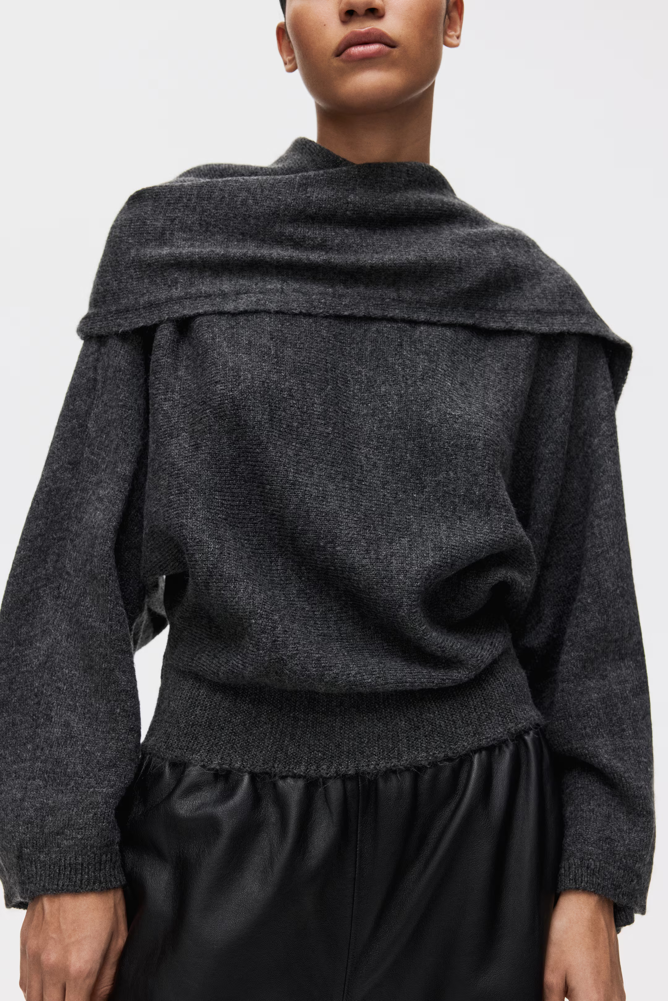 Oversized Scarf-Detail Jumper