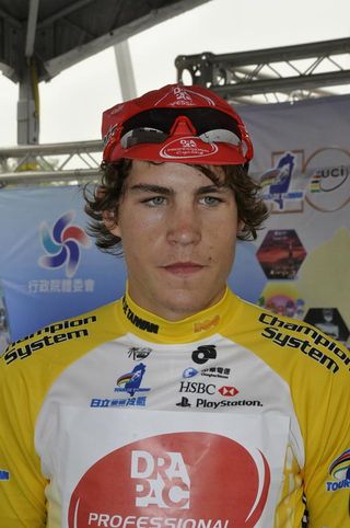 Adam Phelan (Drapac) in yellow on day one of the Tour de Taiwan.