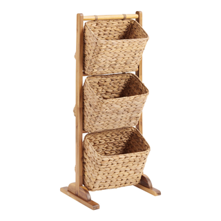 A 3-tiered stand with angled basket