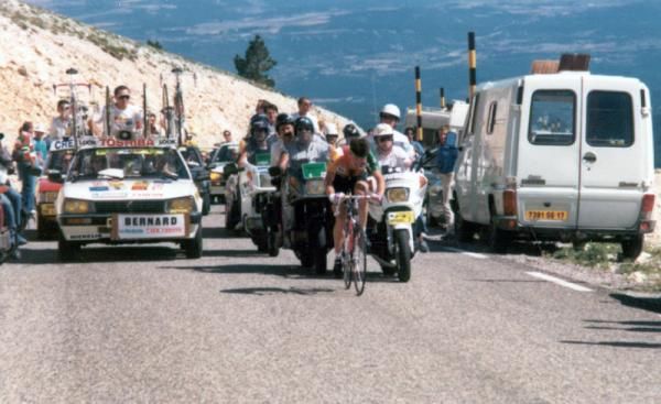 Jean-Fran&ccedil;ois Bernard time trials to the summit of Mont Ventoux in the 1987 Tour.