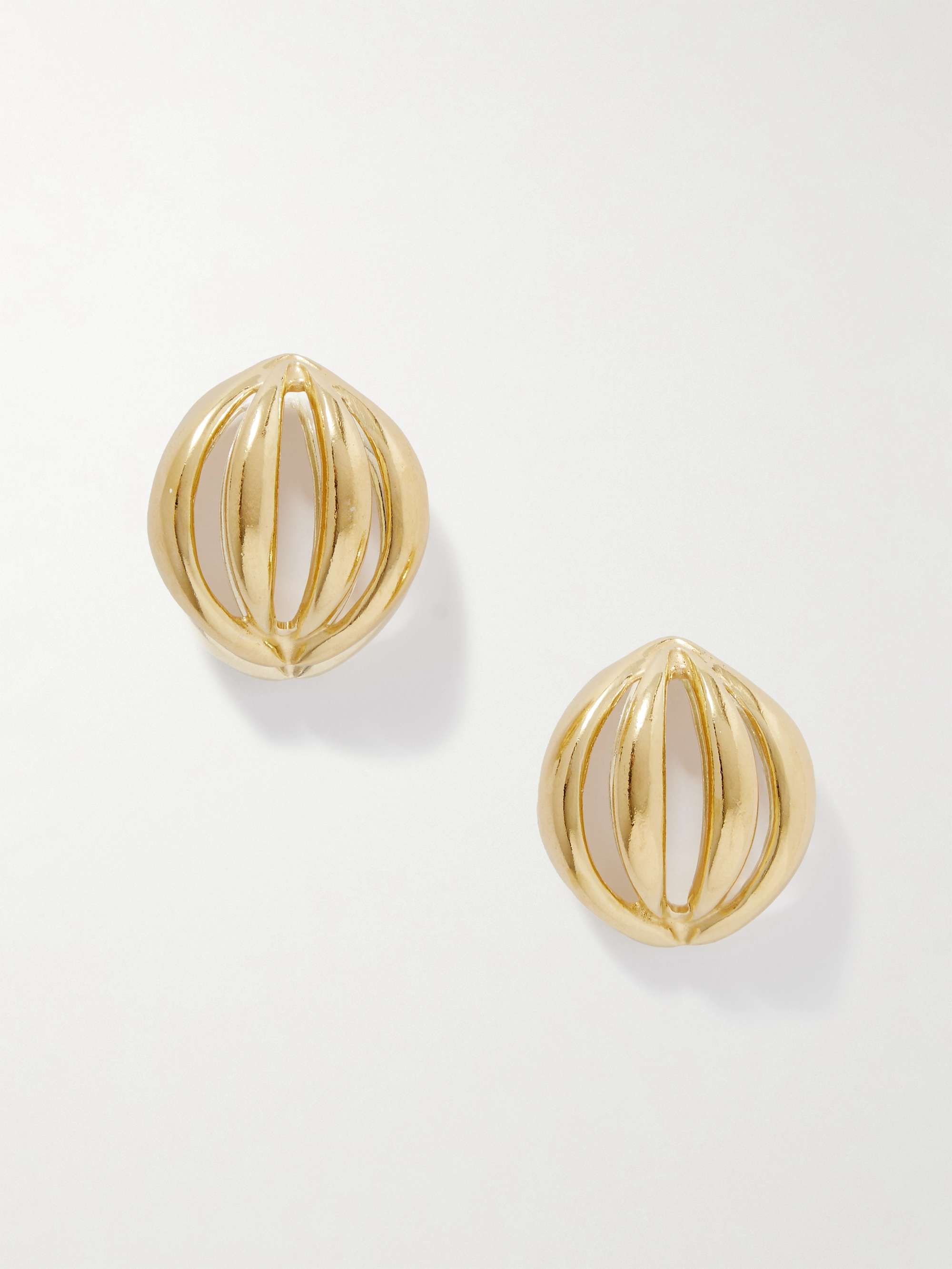 Flower Bud Large Gold-Plated Earrings