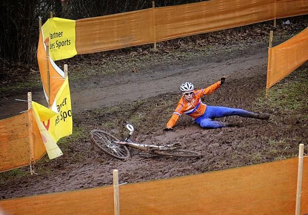 The frozen mud was quite slippery, riders found