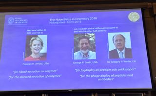 Frances H. Arnold from the California Institute of Technology was awarded one half of the award, while George P. Smith from the University of Missouri and Sir Gregory P. Winter from the MRC Laboratory of Molecular Biology in the UK shared the second half.