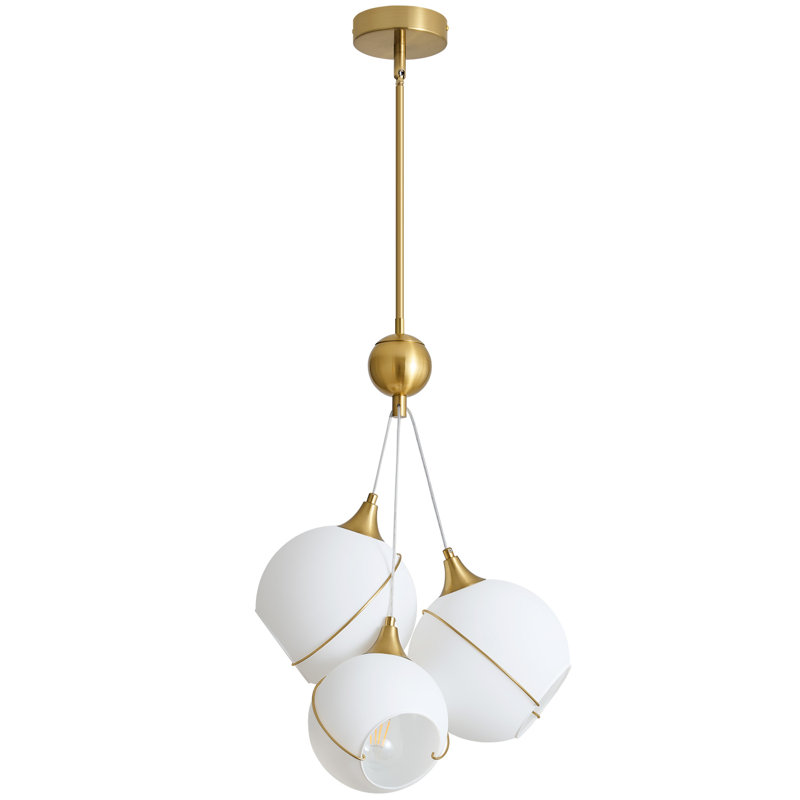 Wrought Studio&amp;trade; Keyari 3 - Light Modern Dimmable Globe Chandelier With White Glass Shade Cluster Pendant | Wayfair