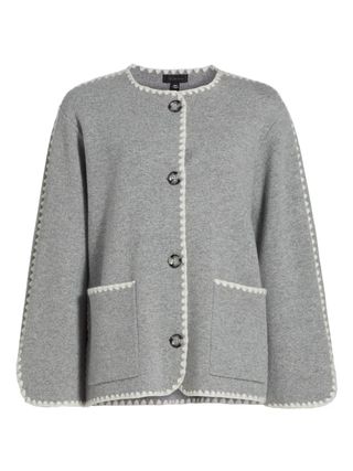 saks fifth avenue, Whipstitch-Trim Cashmere Cardigan