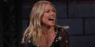 Kelly Ripa looking super happy Jimmy Kimmel Live