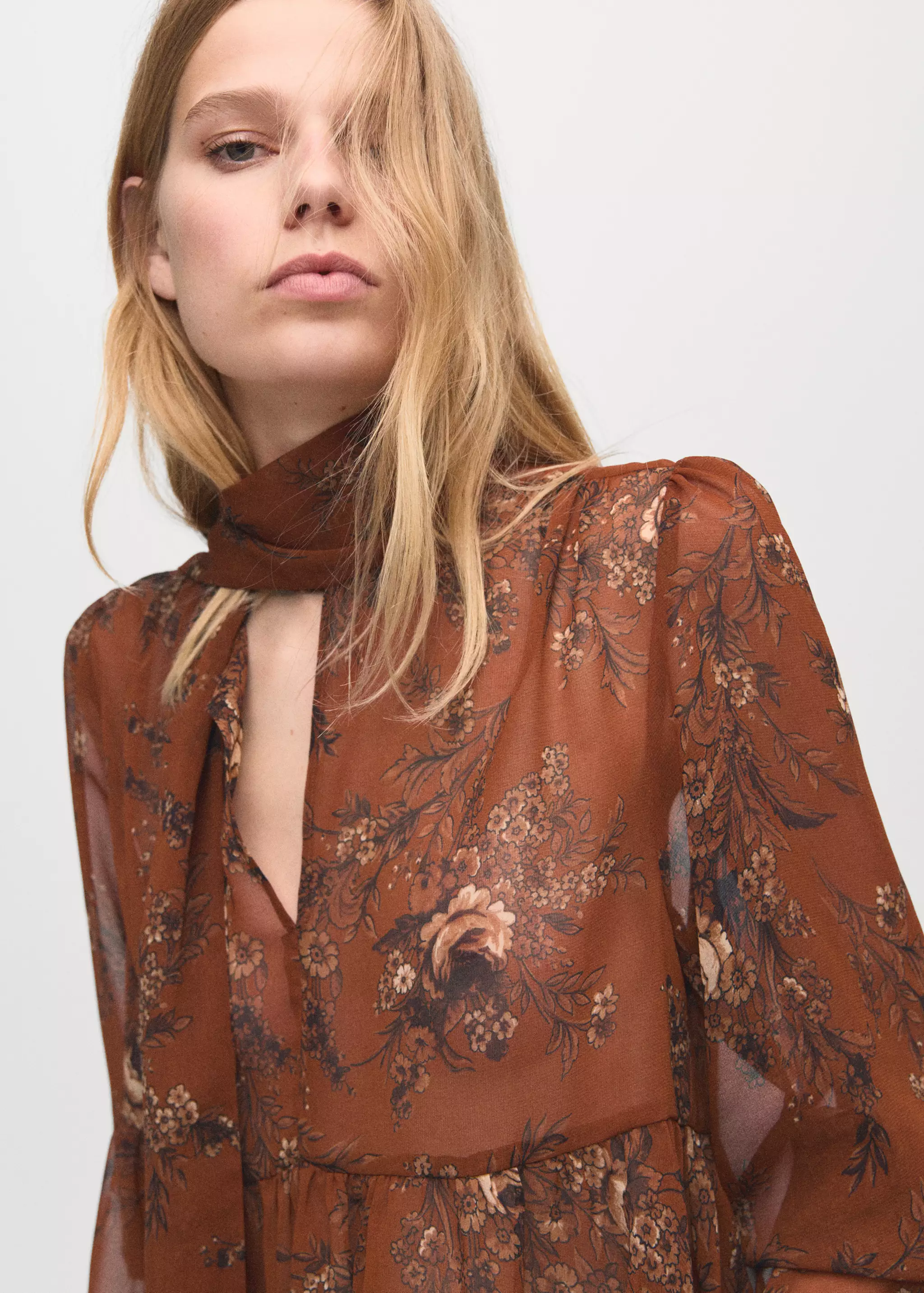 Floral-Print Blouse With Bow - Women | Mango Usa