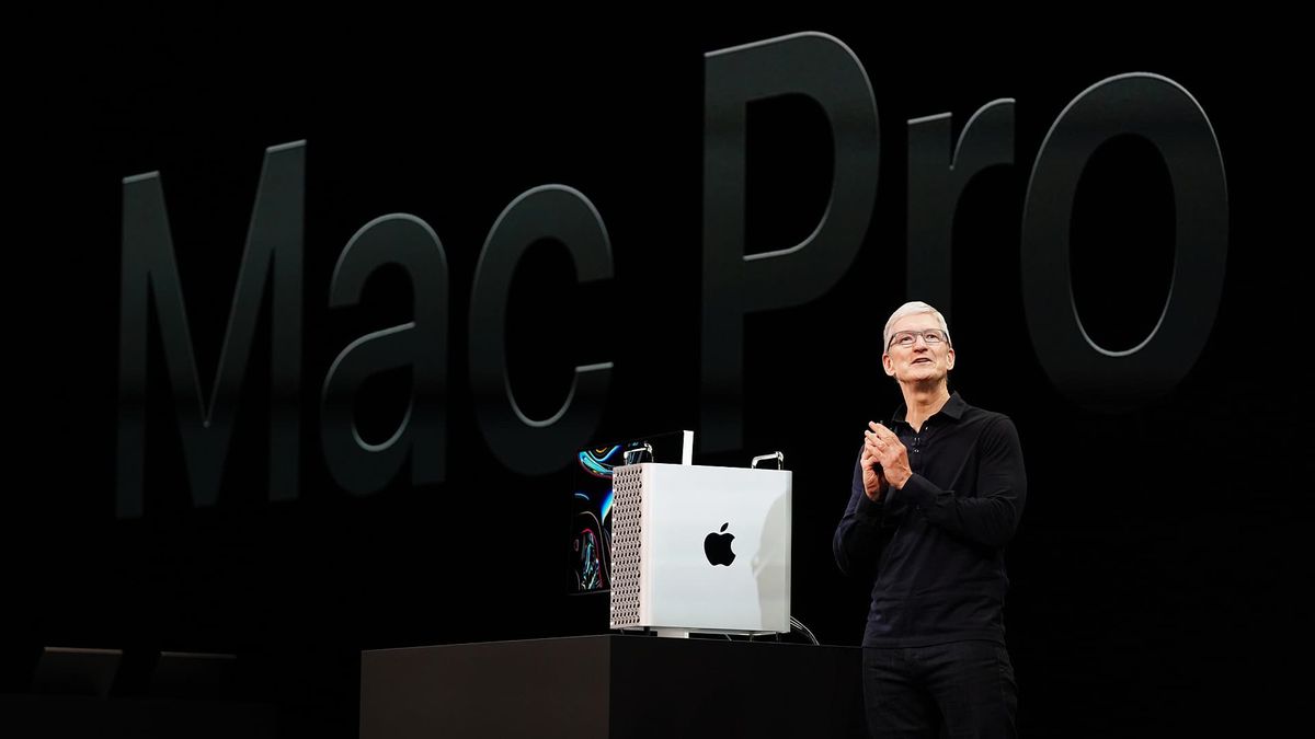 The Apple Mac Pro on a desk.