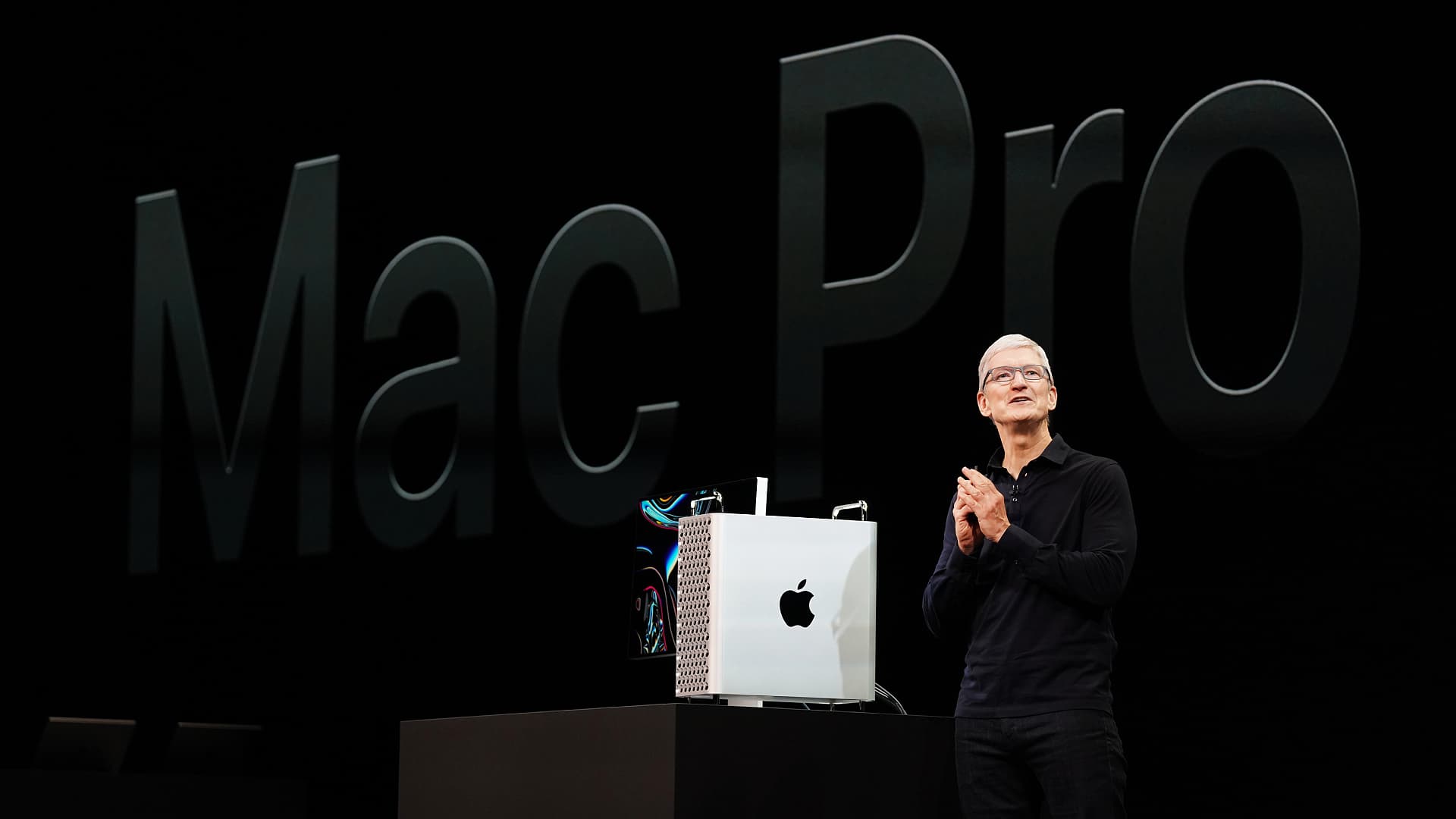 The Apple Mac Pro on a desk.