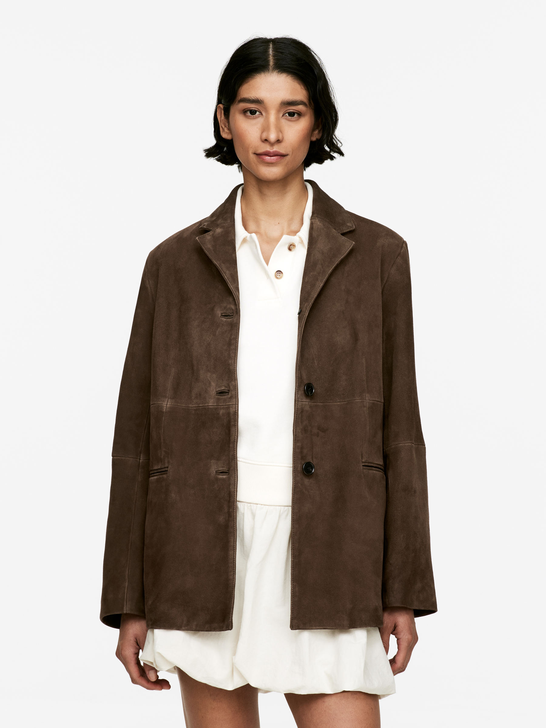 Relaxed Suede Blazer – Dark Brown – Women – Arket Gb