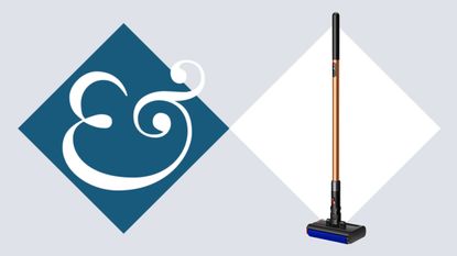 Dyson PencilWash on tile background next to Homes & Gardens '&' logo.