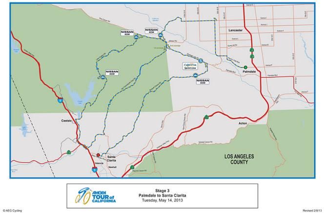 2013 Amgen Tour of California - Stage 3 map