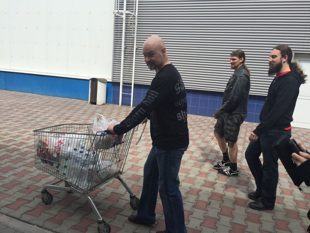 Ashok, Daniel and Richard pick up some shopping