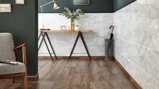 wooden tiles skirting board in hallway