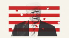 Illustration of Donald Trump superimposed with red stripes and stars