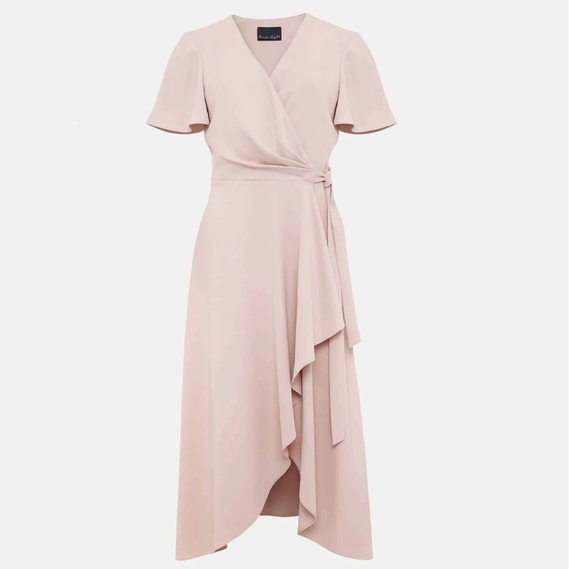 pink wrap dress