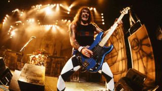 Iron Maiden onstage on the world Slavery Tour
