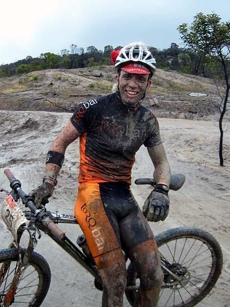James Maebus was chuffed to have kept his Santa hat attached to his helmet and clean during the trecherous conditions.