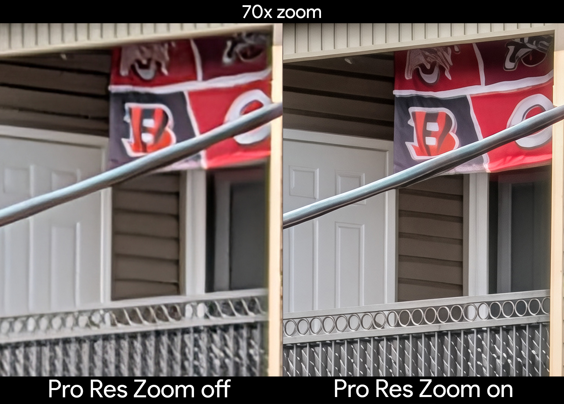 Examples of how Pro Res Zoom on a Pixel 10 Pro can enhance or ruin an image by using AI to sharpen details