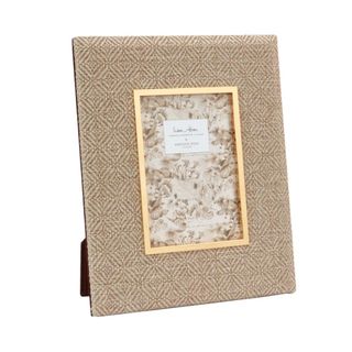 christmas gifts for her - photo frame with woven beige patterned fabric frame