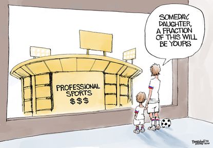Political Cartoon USWNT Equal Pay Fraction Professional Sports